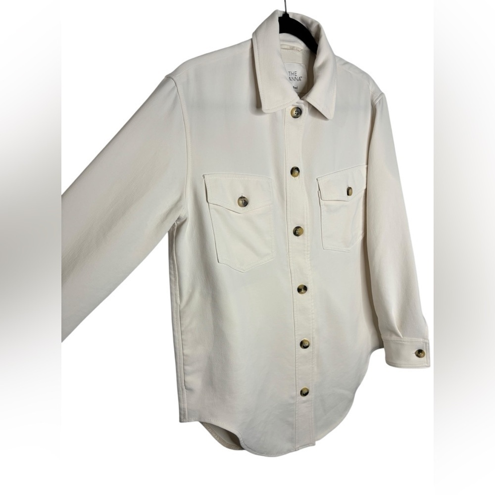 Aritizia Wilfred Oversized The Ganna Button Front Shirt Jacket Cream Color XS - Picture 4 of 13